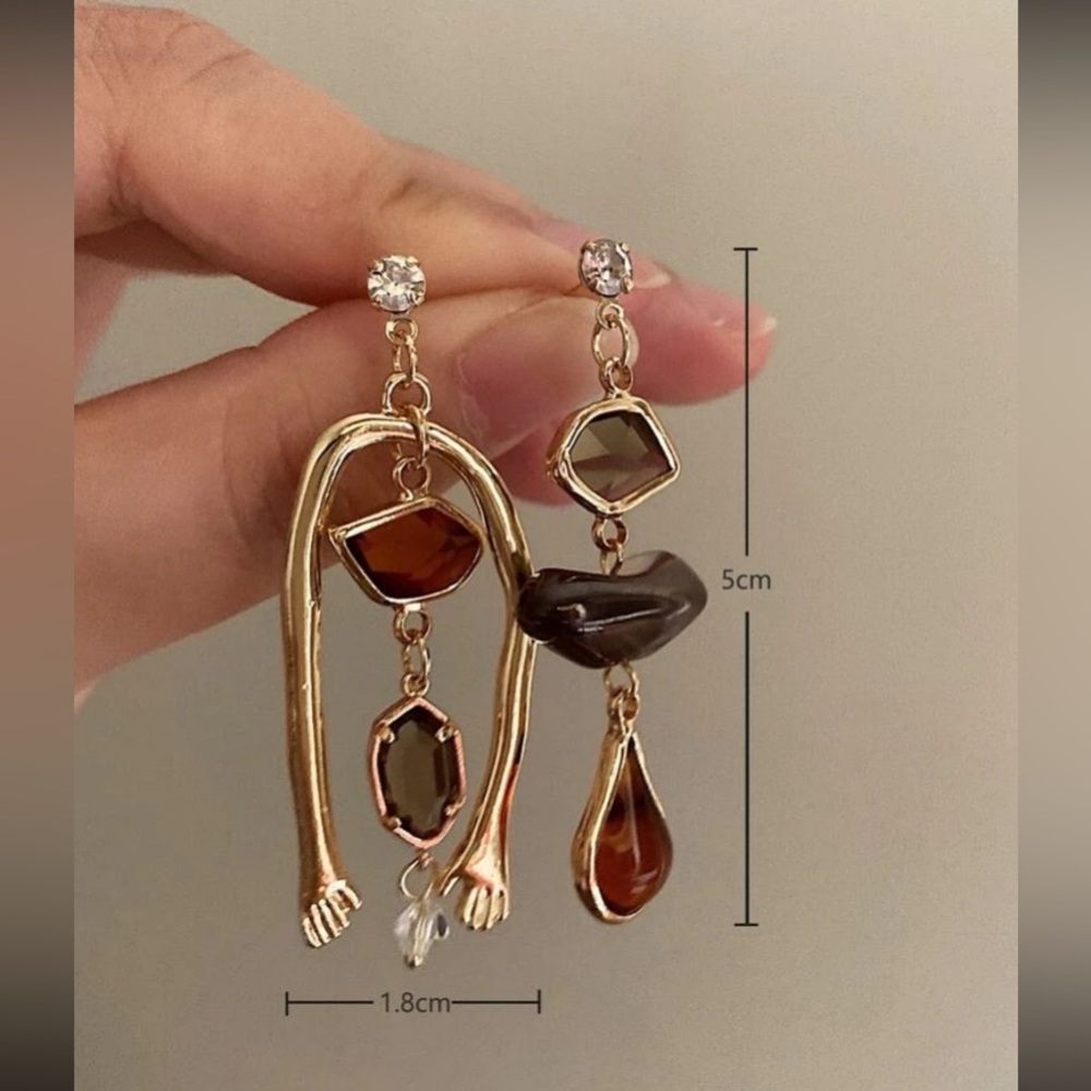 Rhinestone Decor Geometric & Water Drop Earrings - Picture 3 of 6